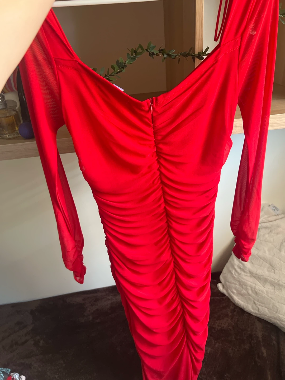 Revamped Red Ruched Mesh Dress - photo 3