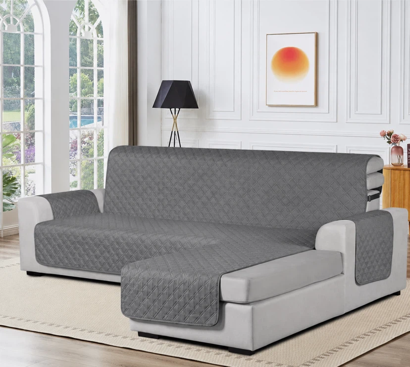 8Seater L-Shaped Waterproof Sofa Cover – Gray