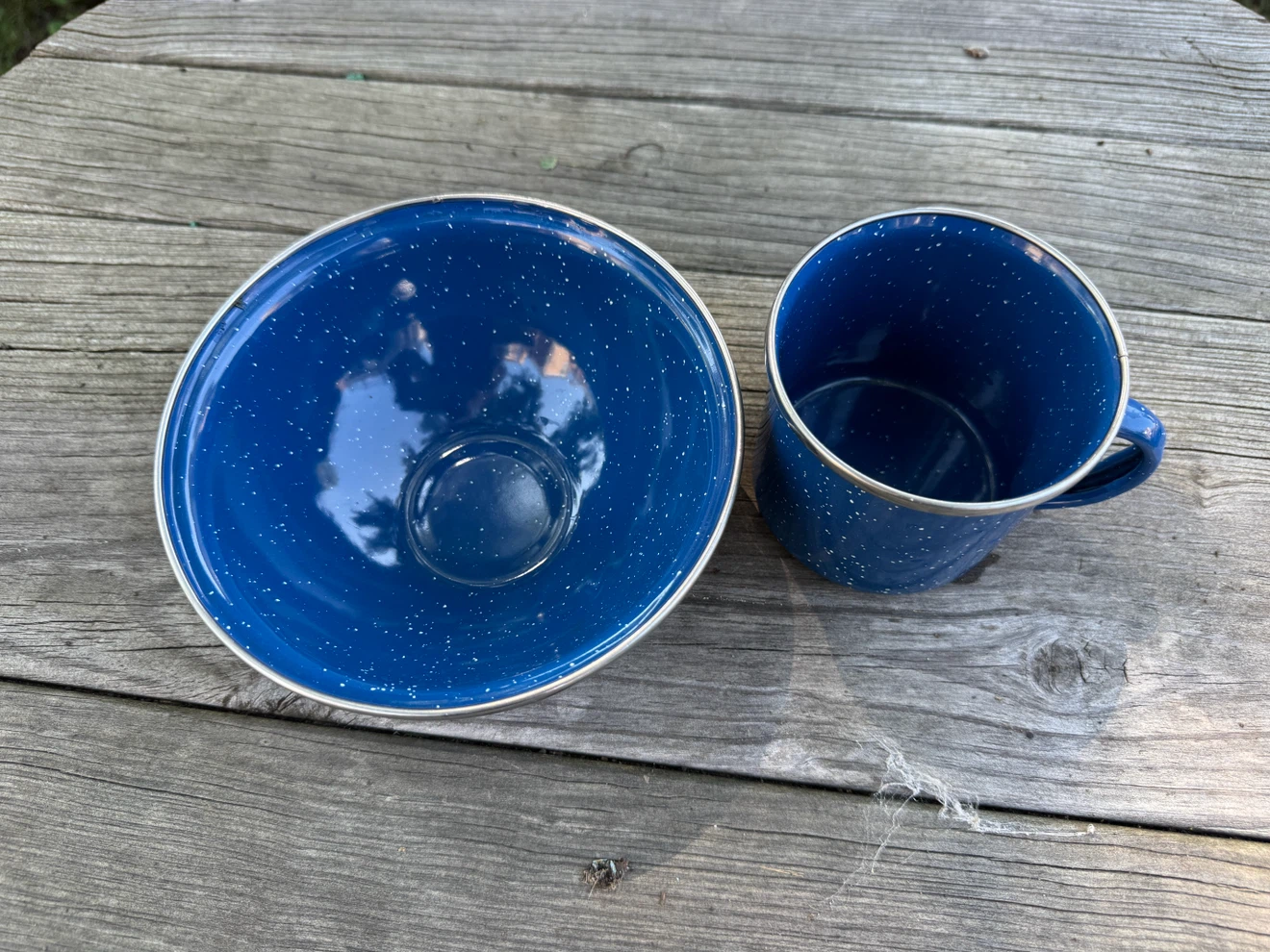 Blue Enamel Camp Mug and Bowl Set - photo 2