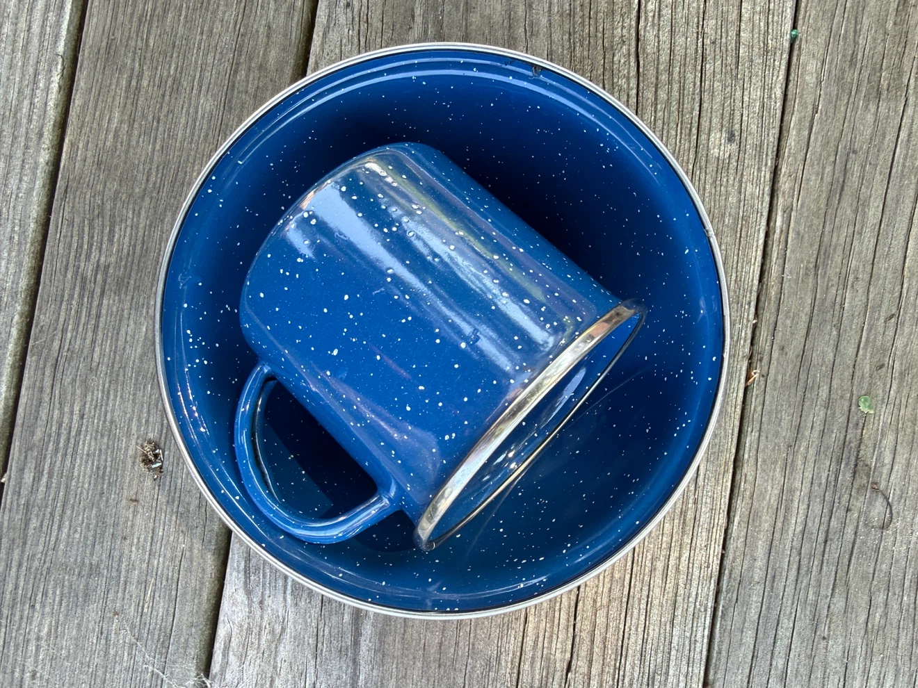 Blue Enamel Camp Mug and Bowl Set - photo 3