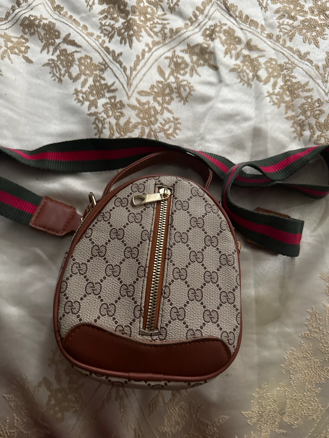 Round Monogram Mini Bag with Web Strap