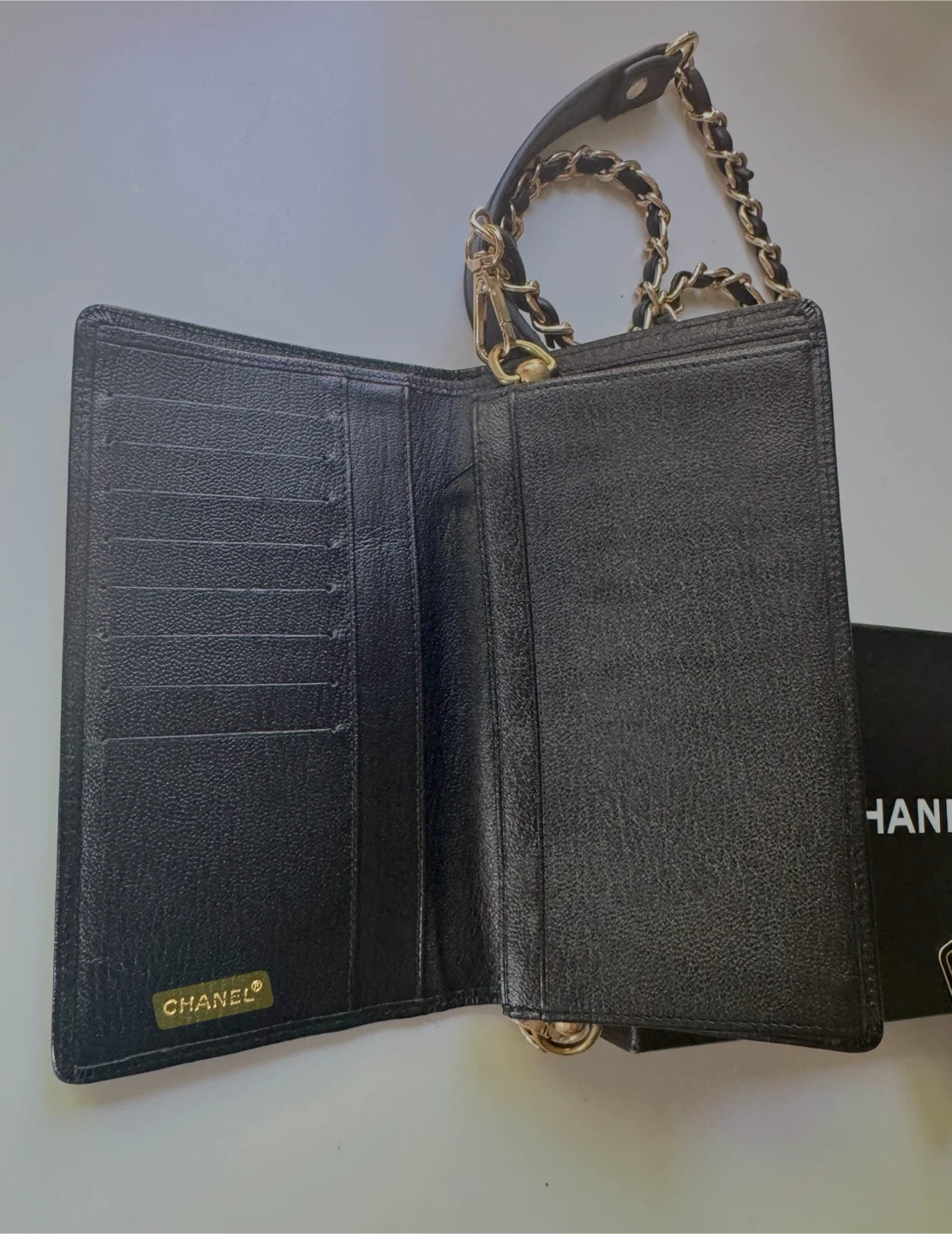 CHANEL Black Leather Vintage Wallet on Chain with Gold Hardware - photo 3