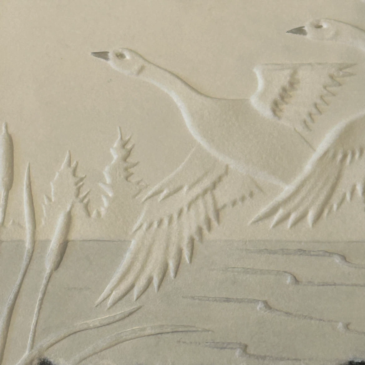 Framed Original Cast Paper Art – Flying Geese - photo 3
