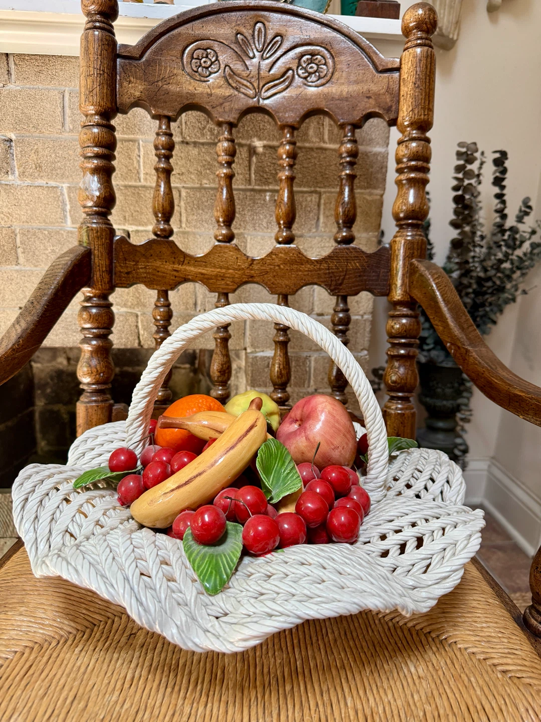 Vintage Capodimonte Porcelain Fruit Basket