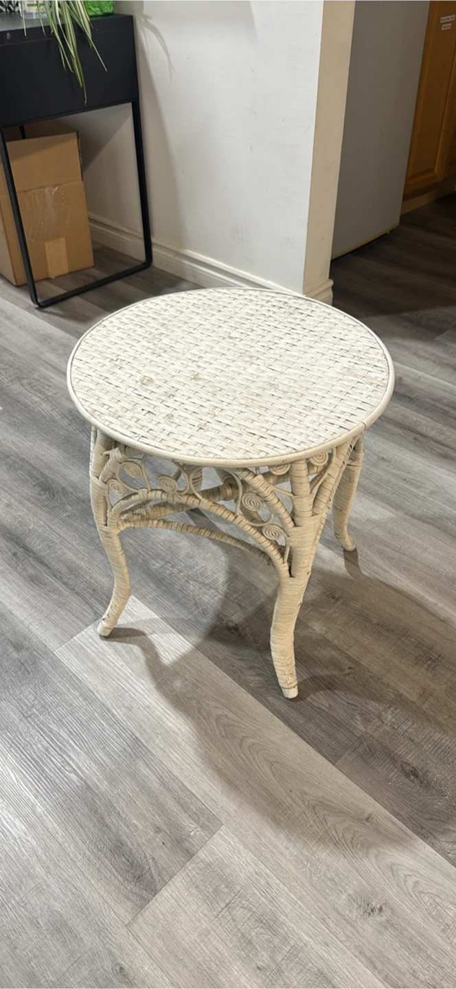 Round Wicker Side Table