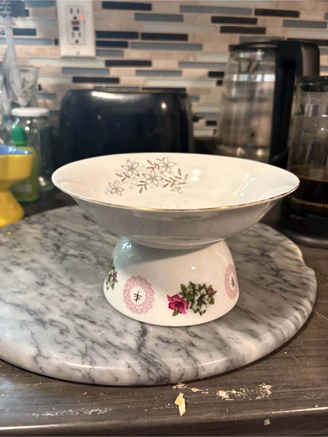 Vintage Serving Bowl with Floral Design