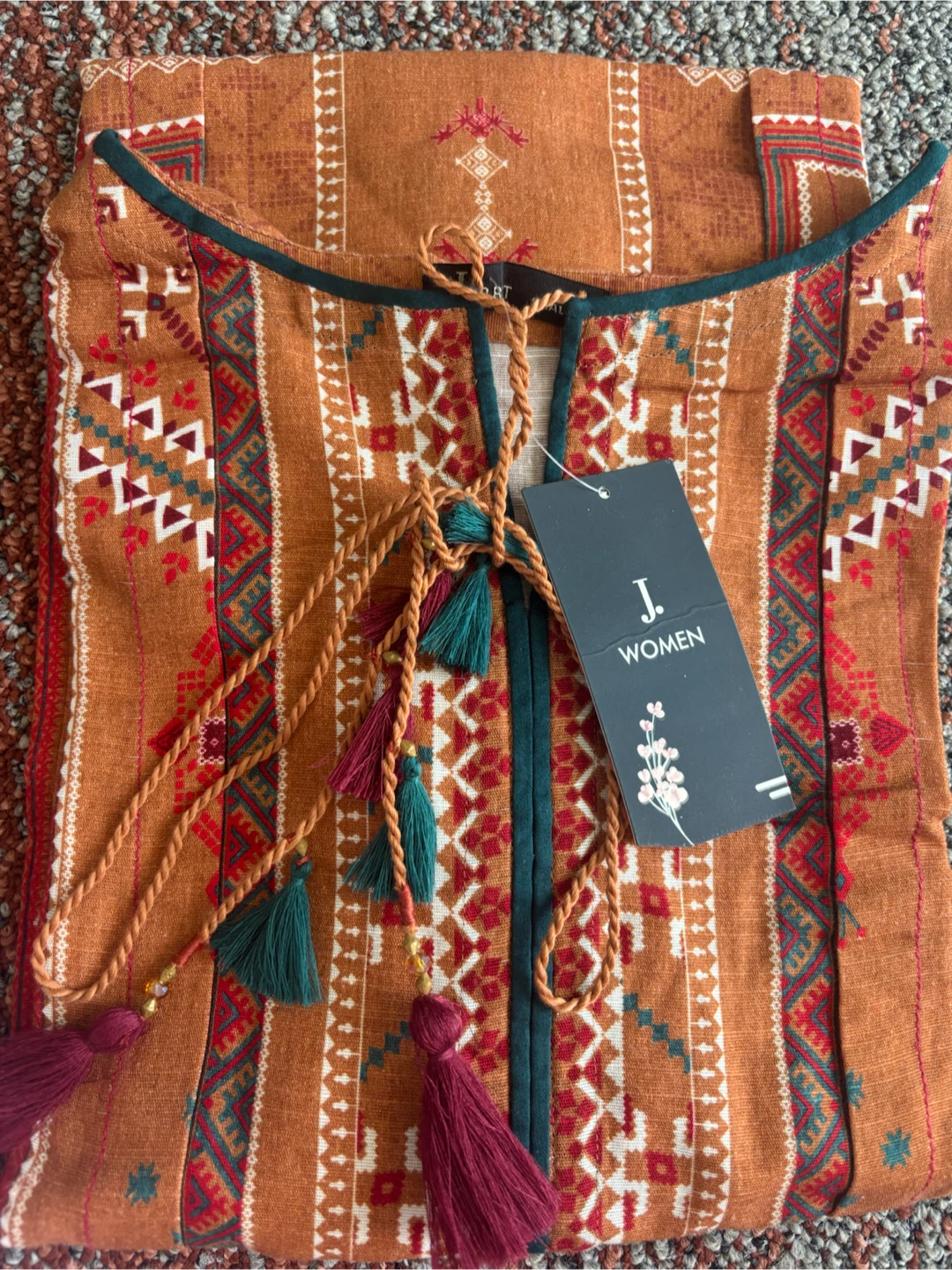 J. Print Women's Orange Printed Tunic Size Small 10