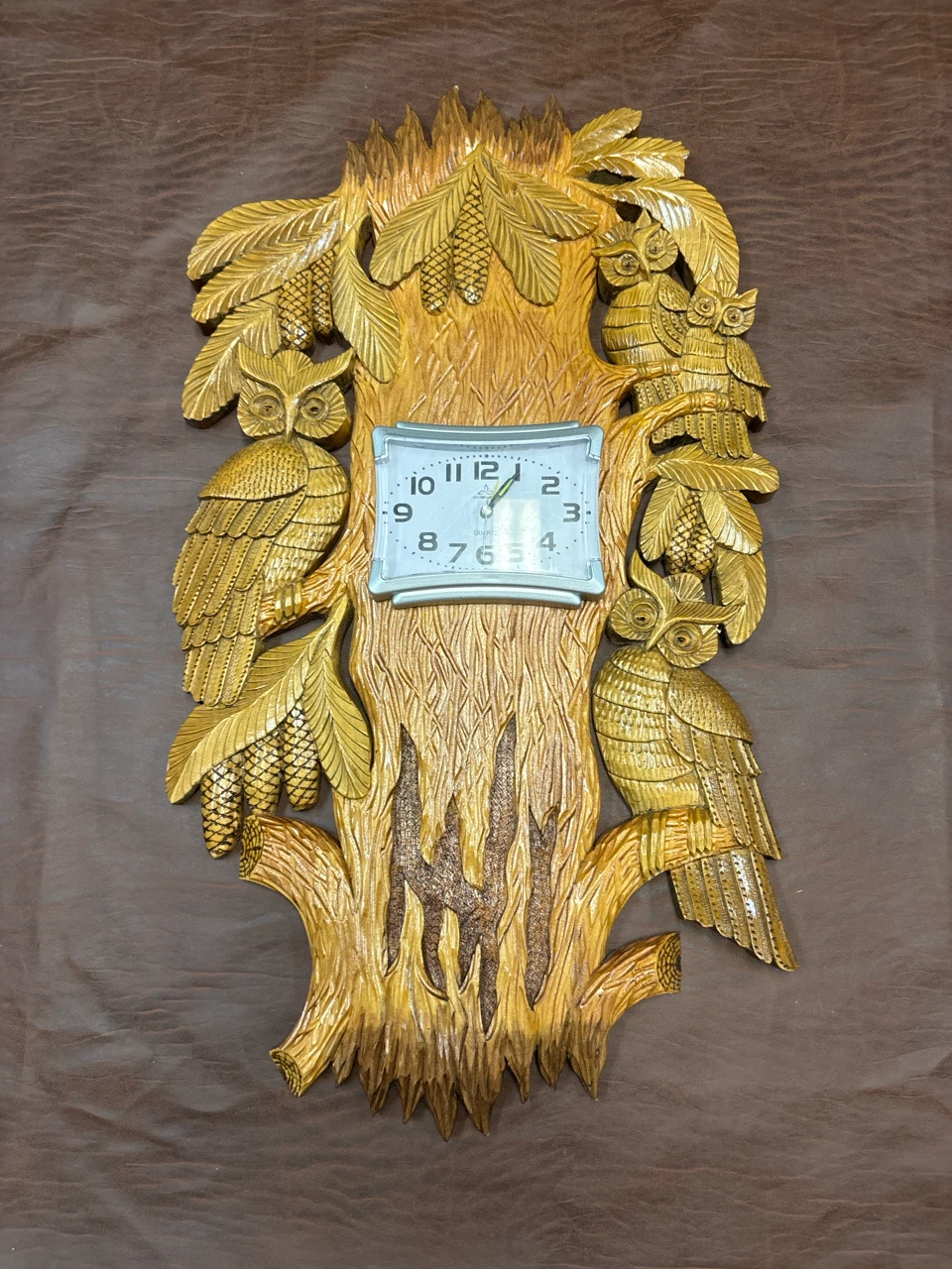 Wooden Owl Tree Wall Clock