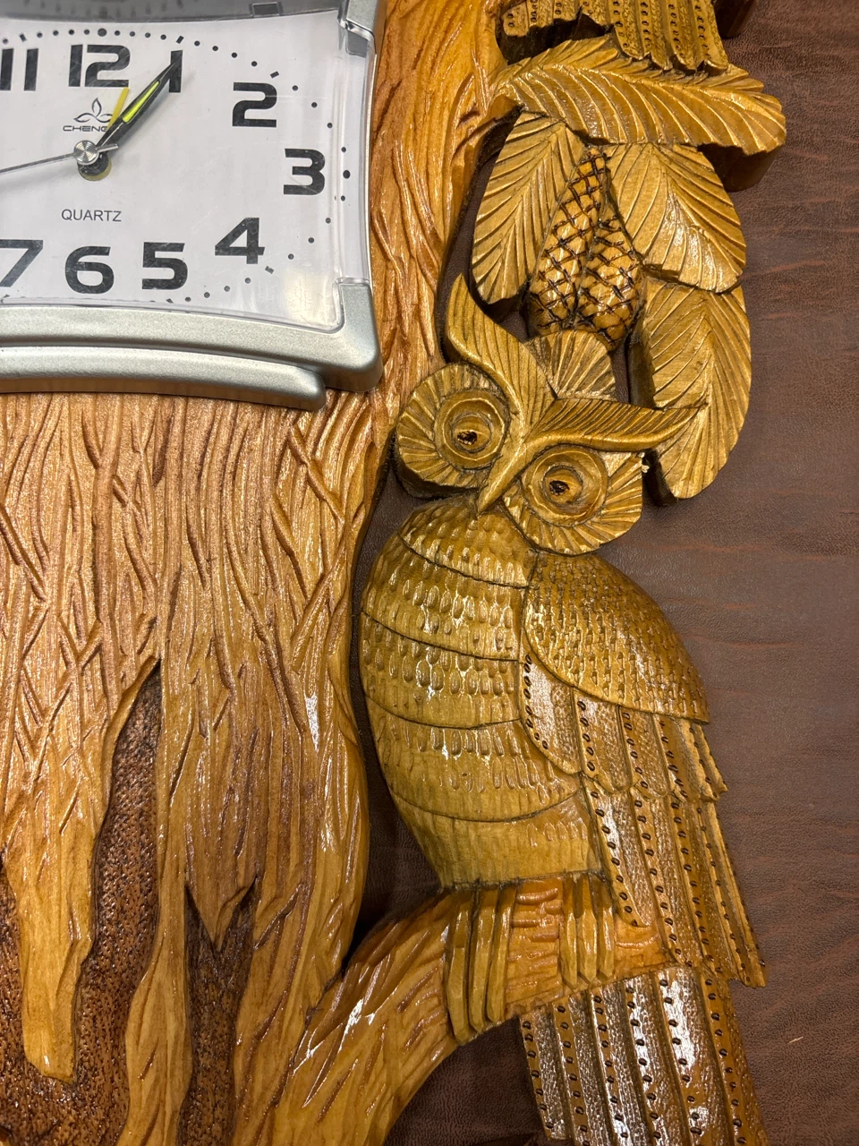 Wooden Owl Tree Wall Clock - photo 2
