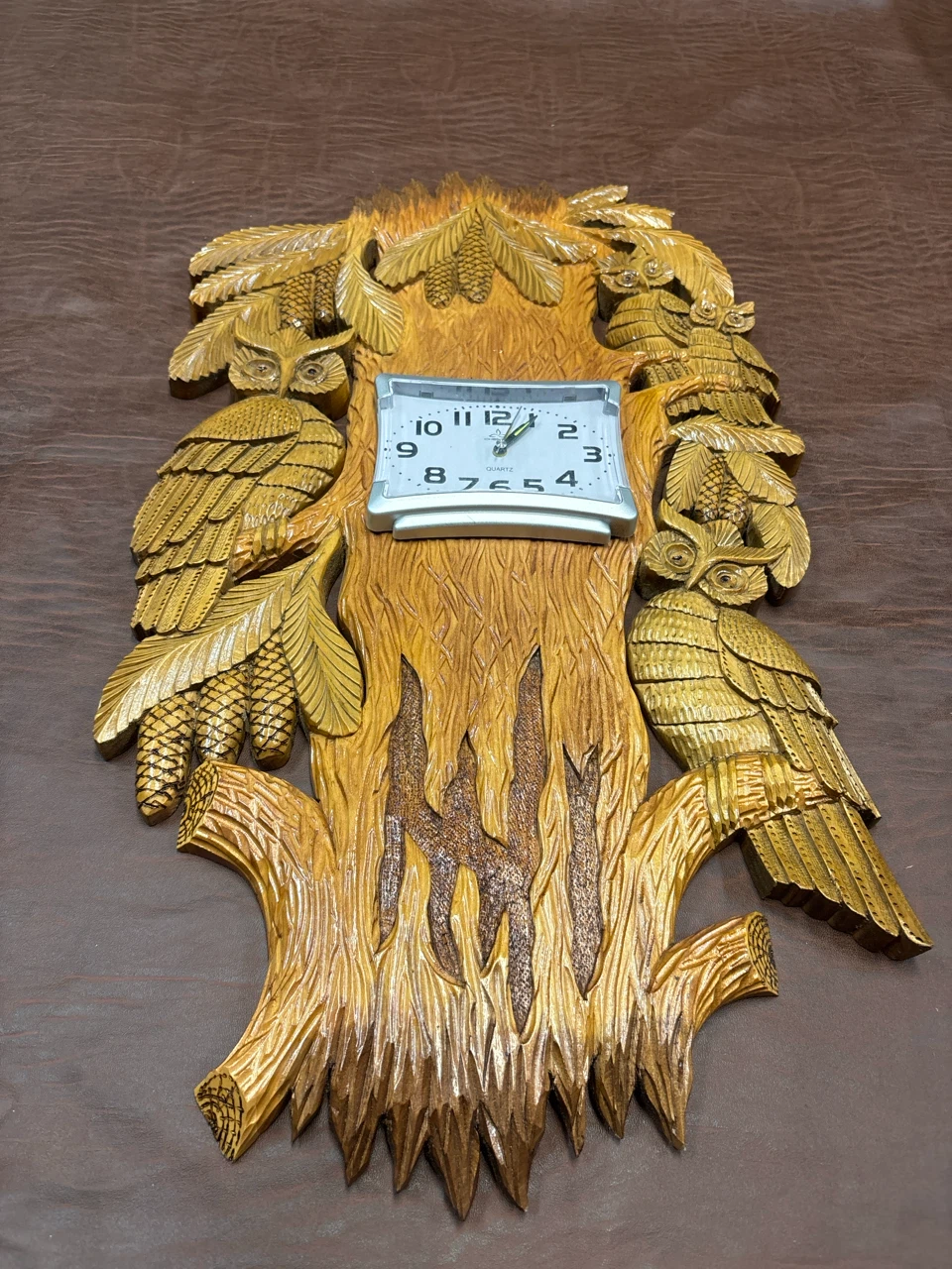 Wooden Owl Tree Wall Clock - photo 3