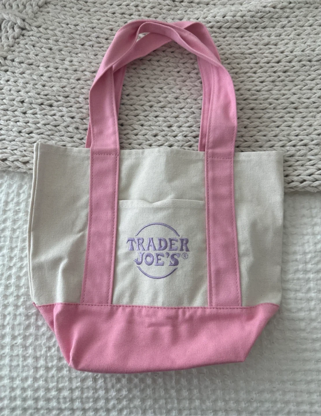Trader Joe's Canvas Tote Bag - Pink Trim - photo 2