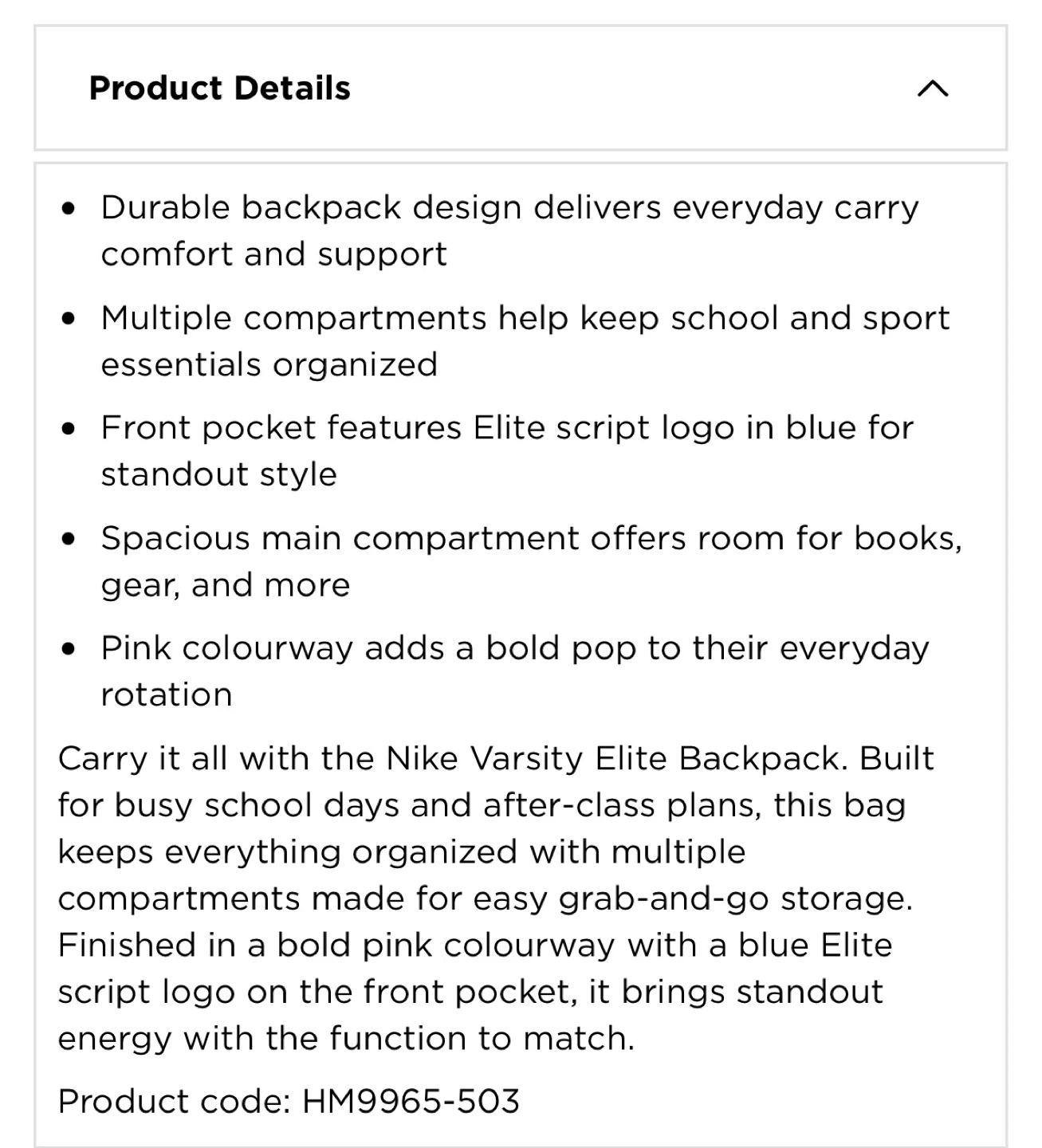 Nike Varsity Elite Backpack - Pink - photo 2