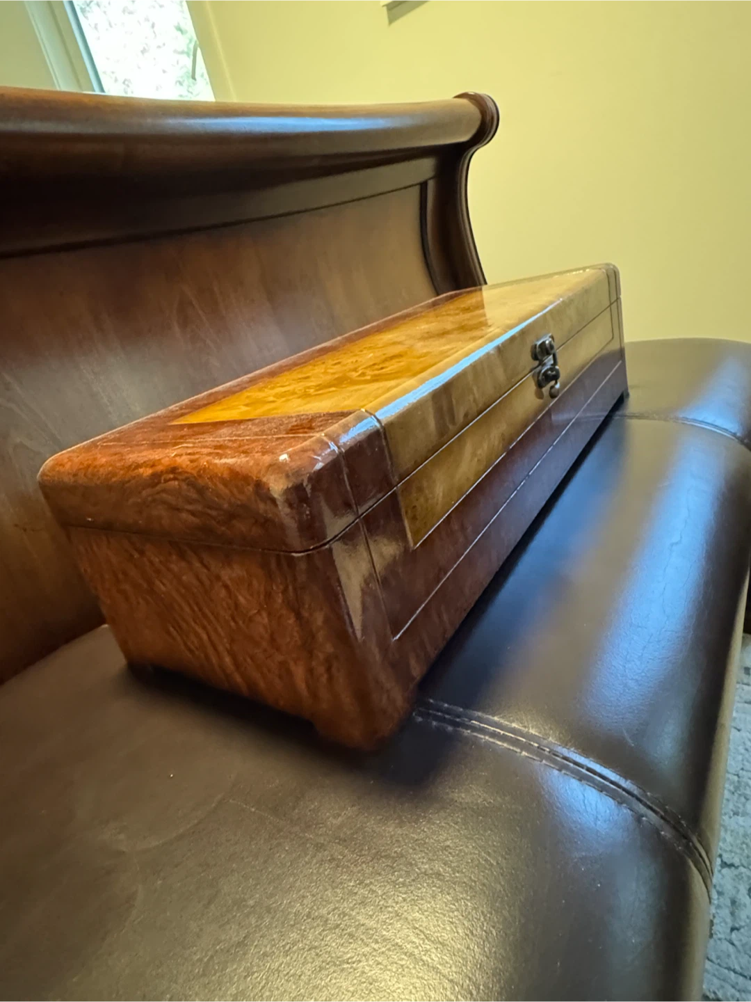 Wooden jewellery box with compartments