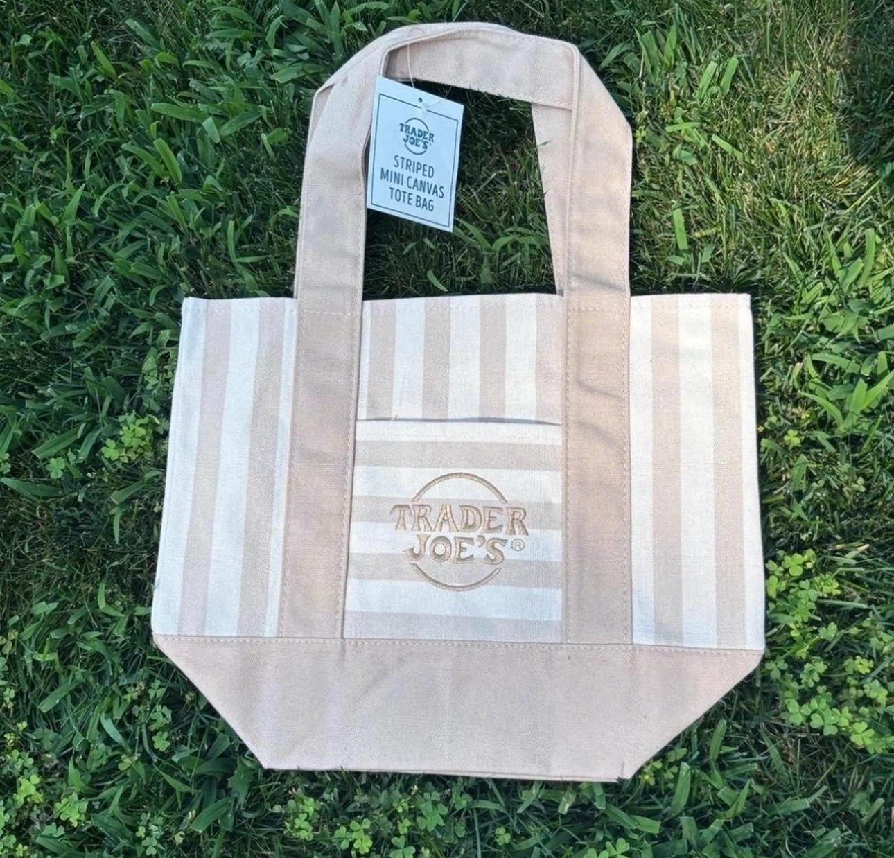 Trader Joe's Striped Mini Canvas Tote Bag - photo 2