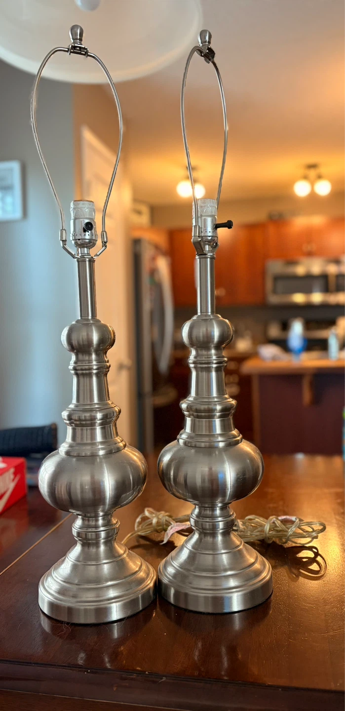 Pair of Brushed Nickel Table Lamps