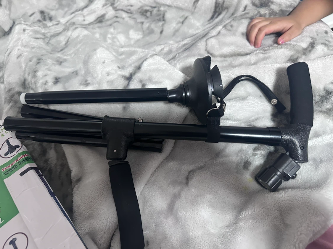 2-Handled Folding Cane with Built-in LED Lights