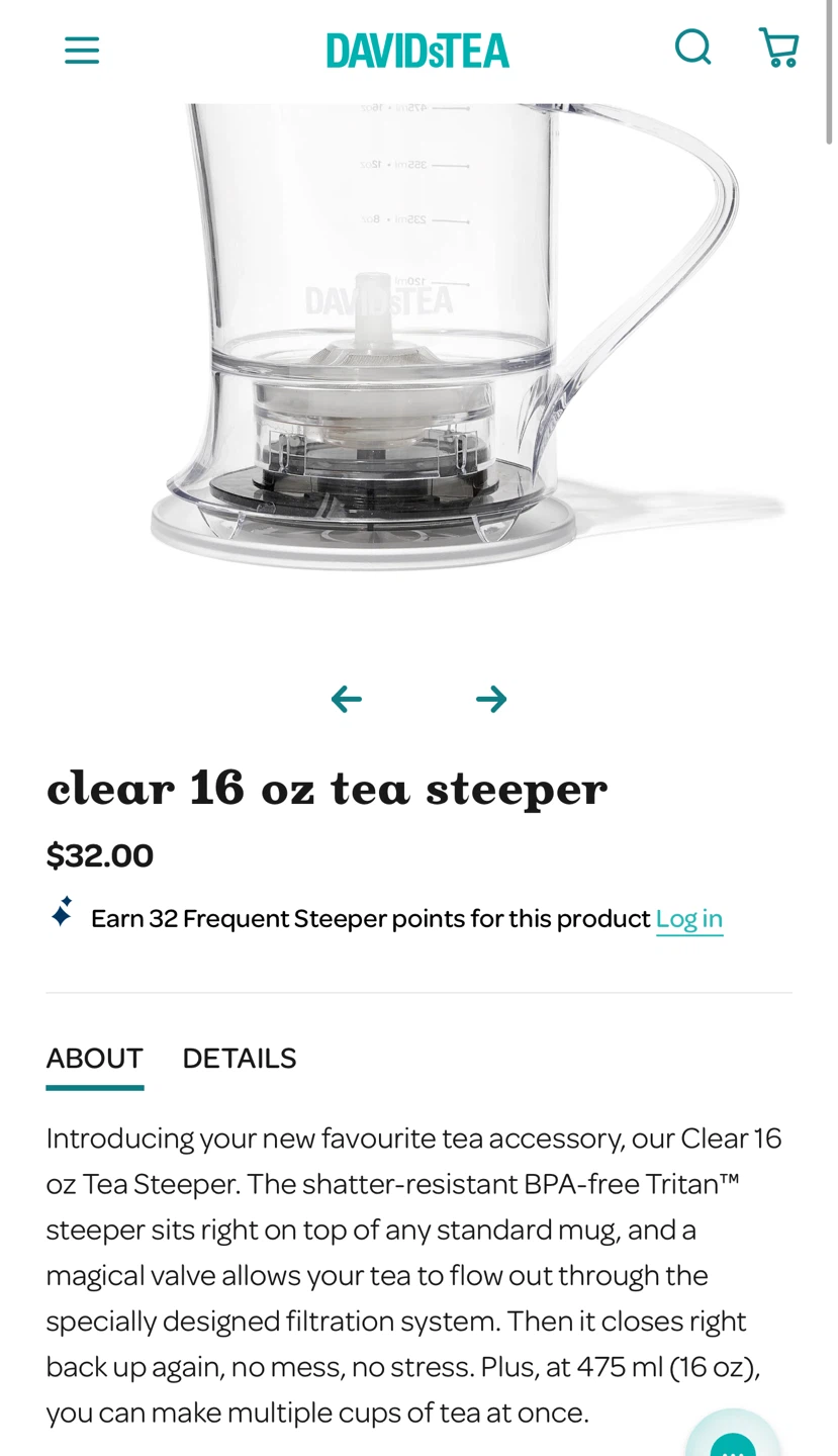 DAVIDsTEA Clear 16 oz Tea Steeper with Fine Mesh Infuser - photo 4