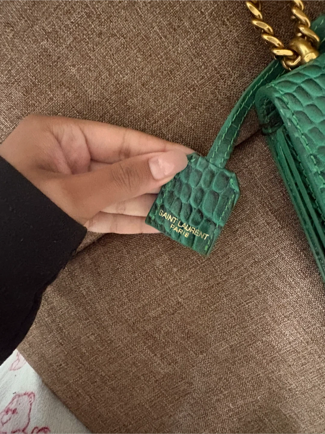Saint Laurent Green Crocodile Embossed Chain Bag - photo 3