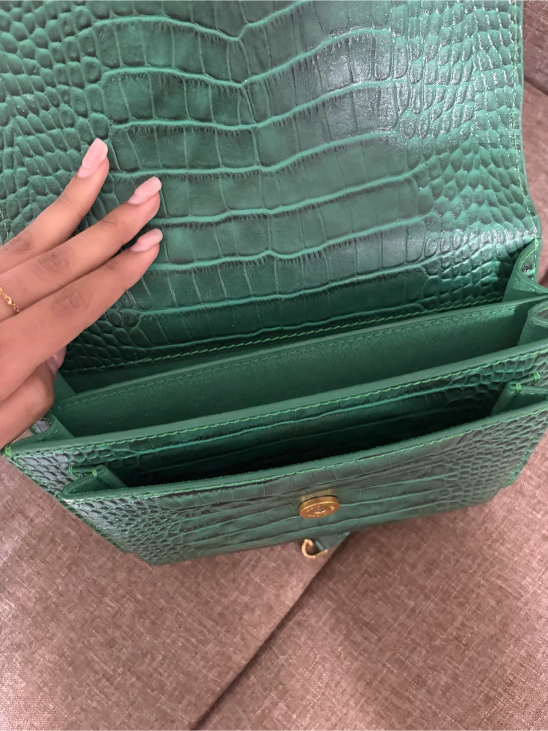 Saint Laurent Green Crocodile Embossed Chain Bag - photo 4