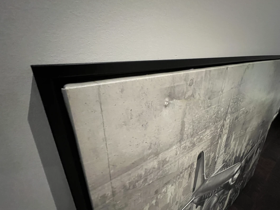 Framed Wall Art - Vintage Airplane Over Cityscape - photo 2