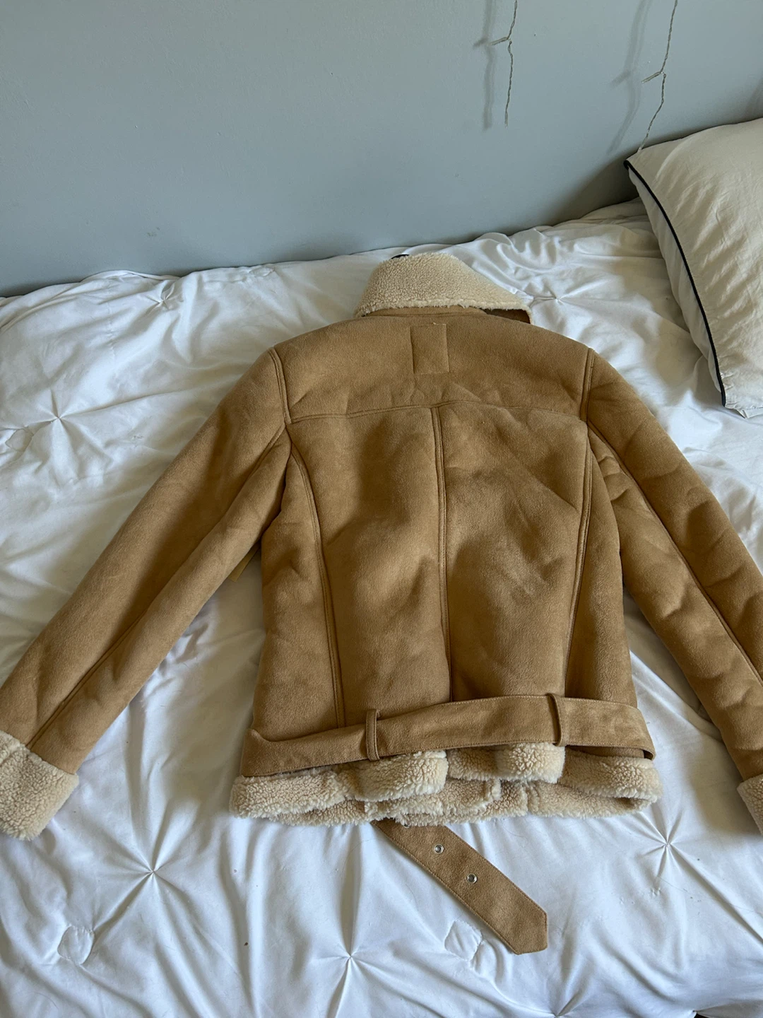 Garage Suede Aviator Jacket with Shearling Trim - photo 2