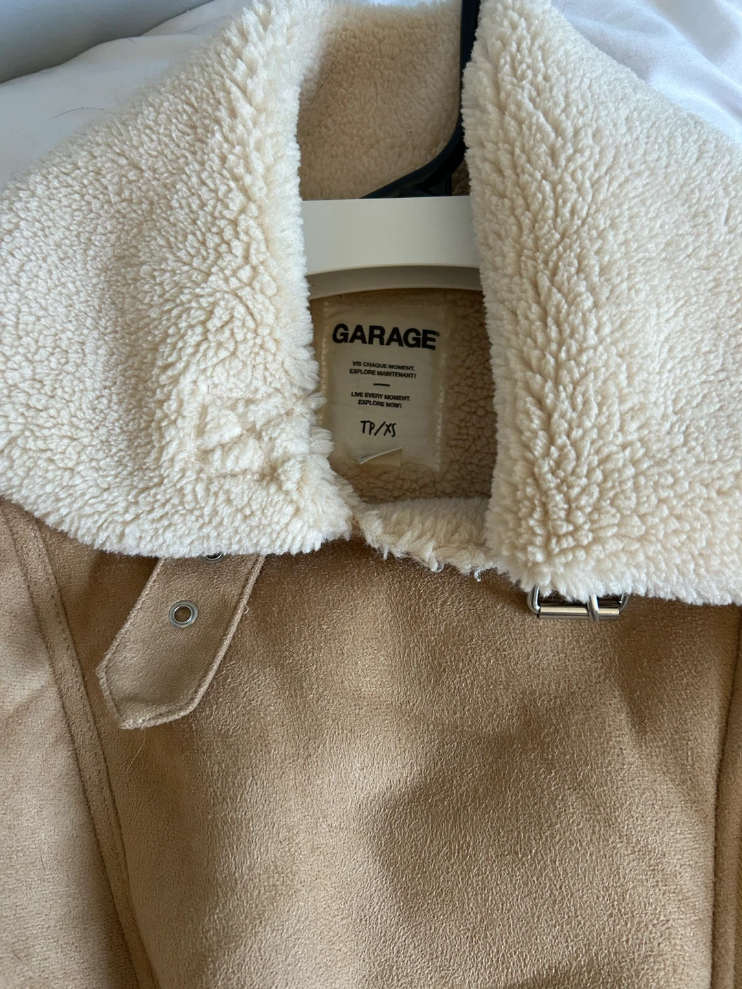 Garage Suede Aviator Jacket with Shearling Trim - photo 3