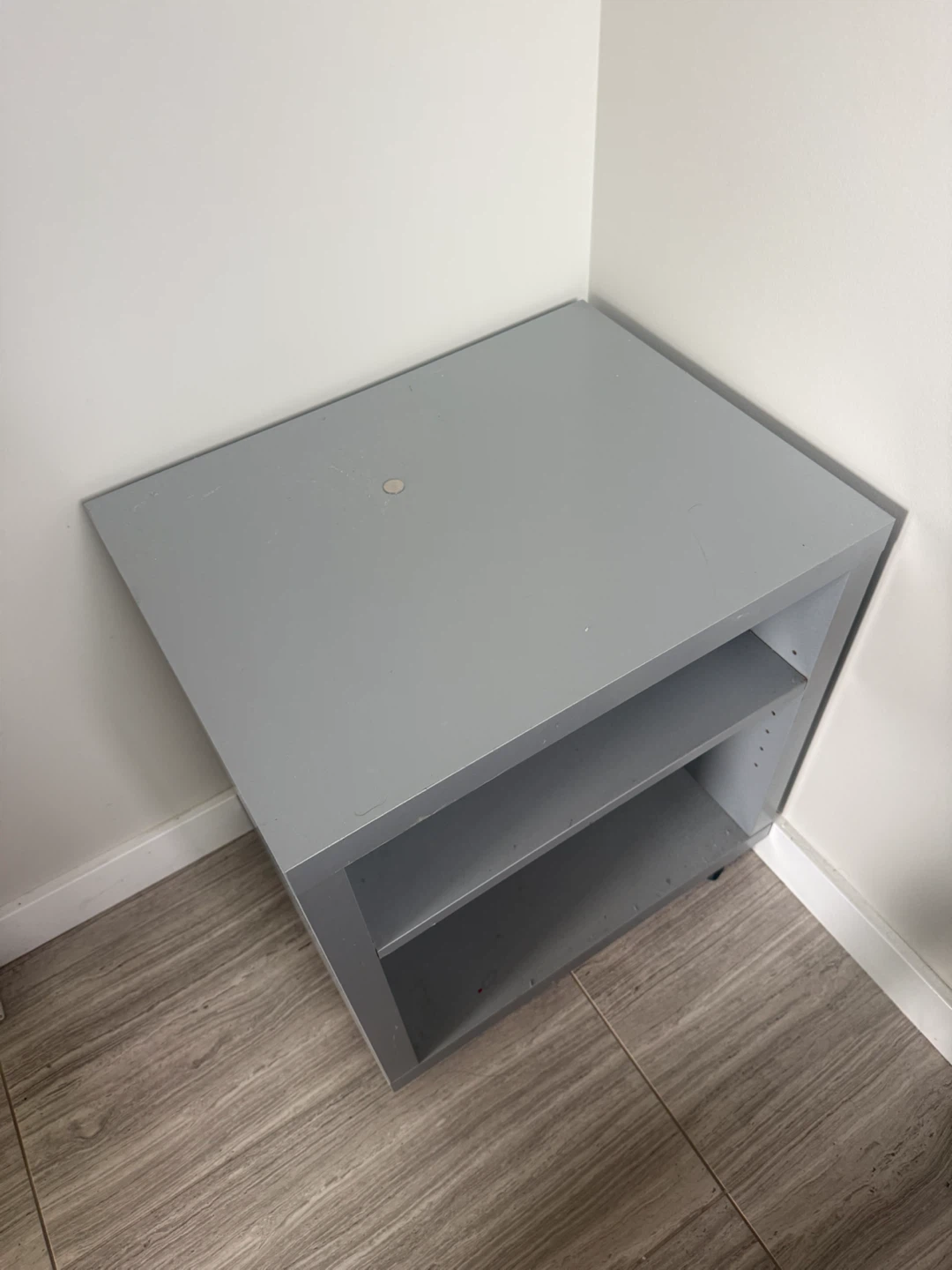 Grey Two-Tier Shelf Unit with Wheels