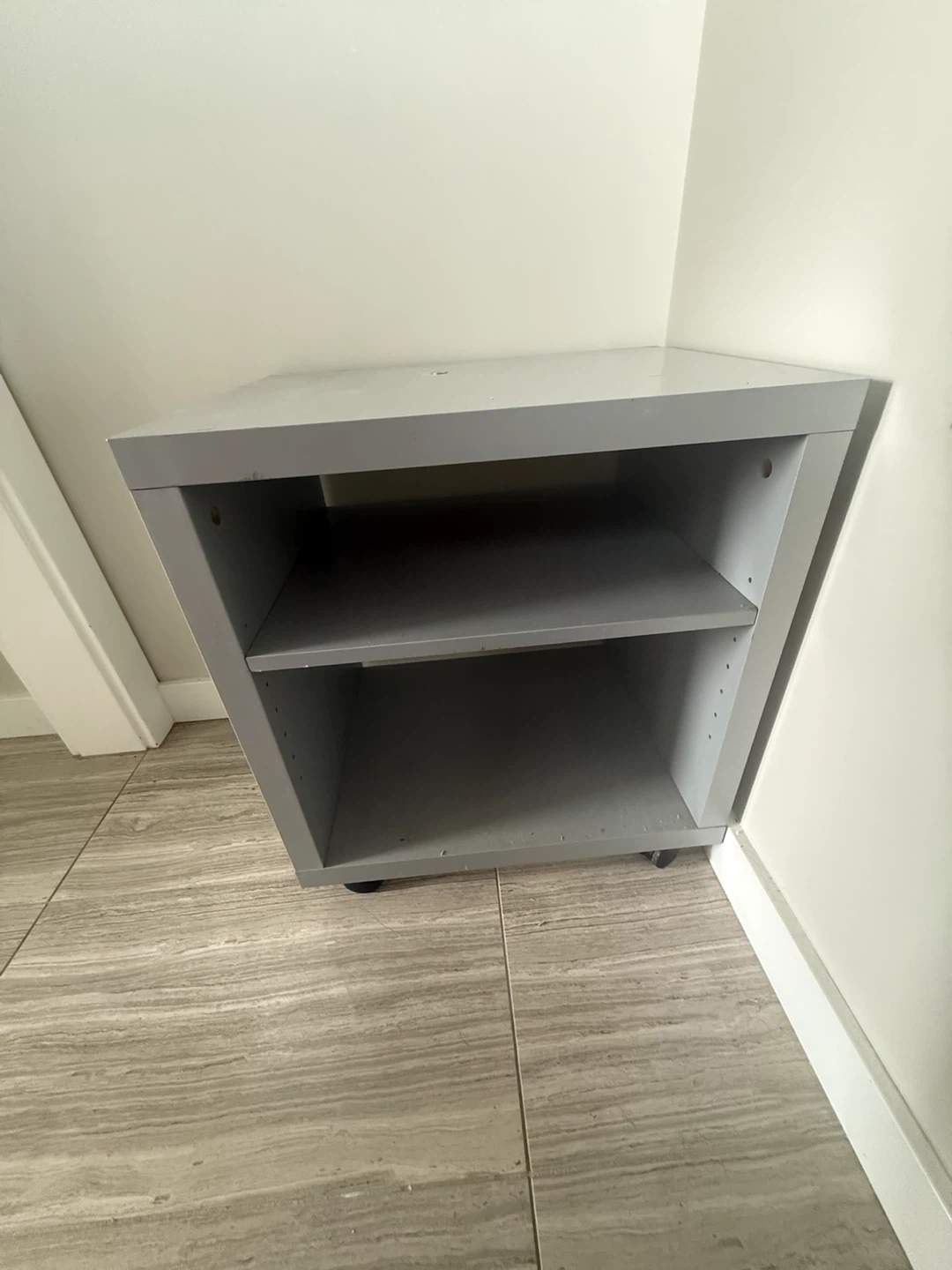 Grey Two-Tier Shelf Unit with Wheels - photo 2