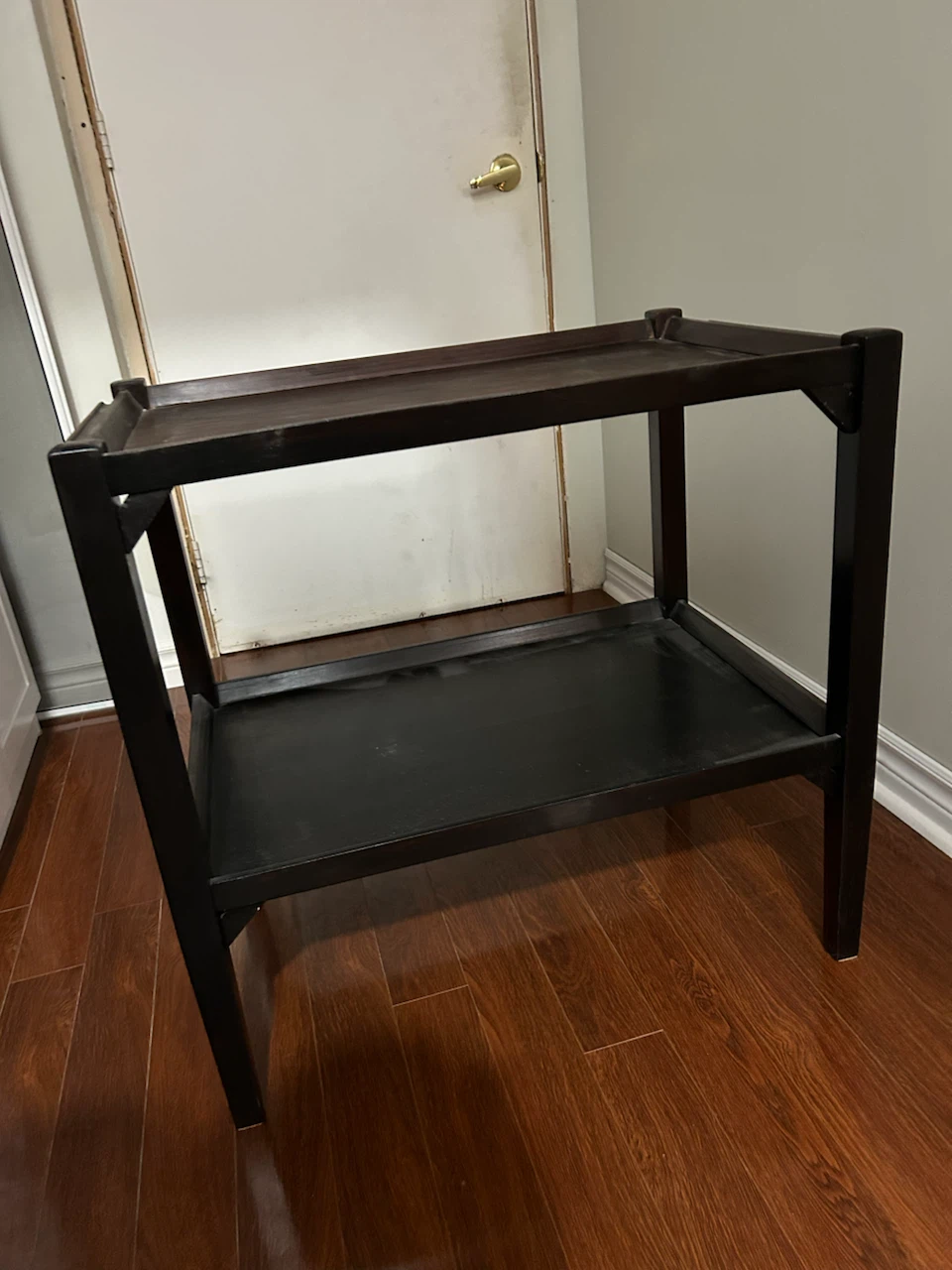 Dark Wood Two-Tier Side Table