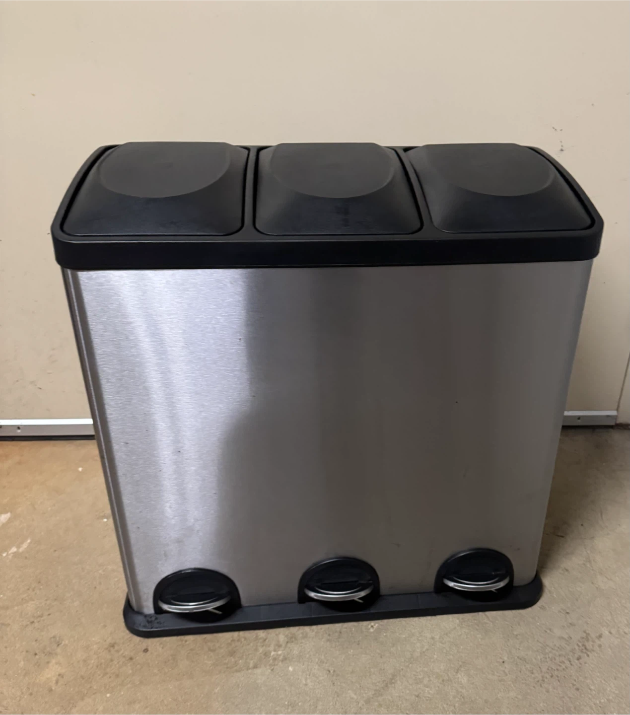 Trash and Recycling Step Bin 3 Section Stainless Steel Trash Bin - photo 3