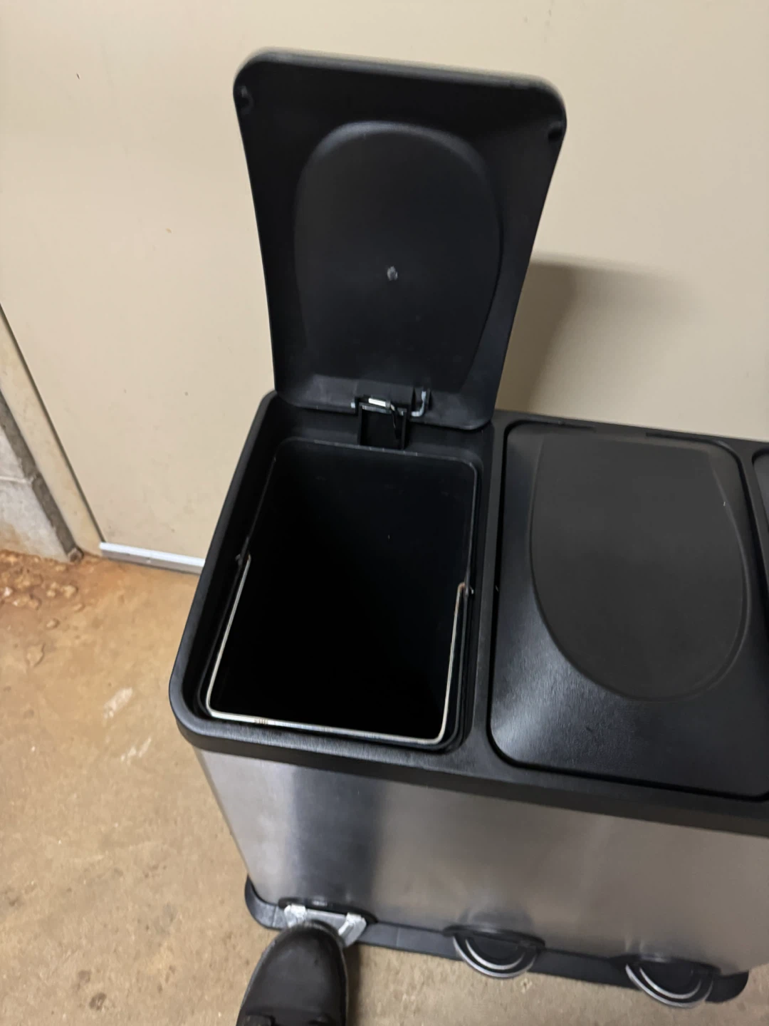 Trash and Recycling Step Bin 3 Section Stainless Steel Trash Bin - photo 4