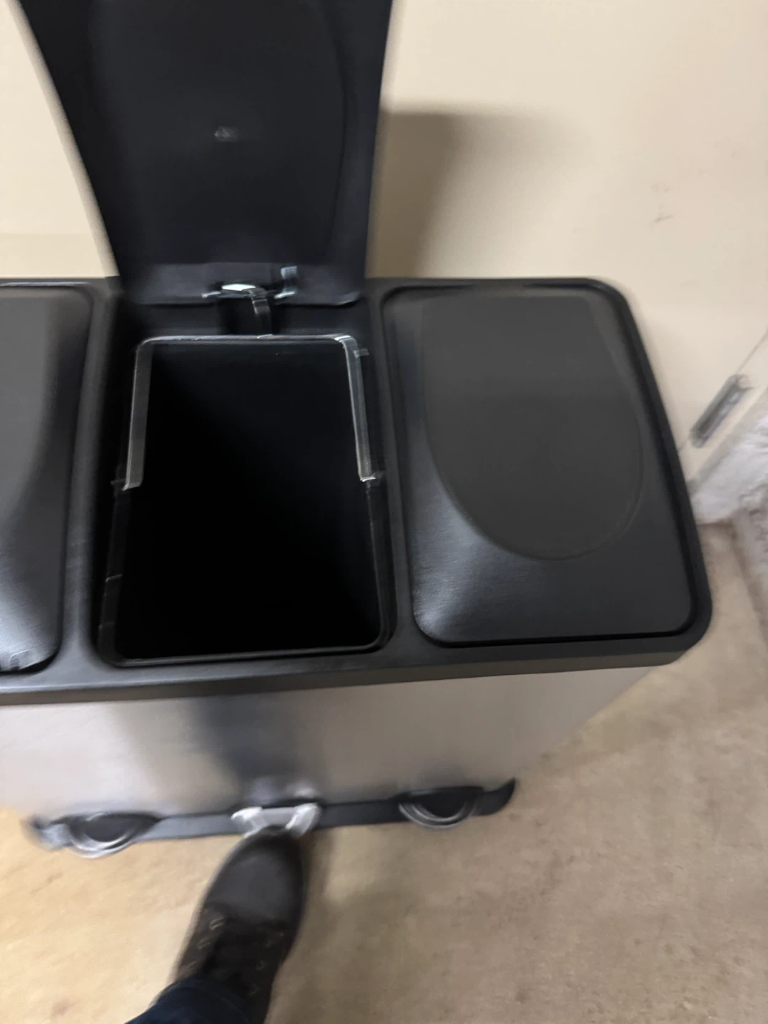 Trash and Recycling Step Bin 3 Section Stainless Steel Trash Bin - photo 5