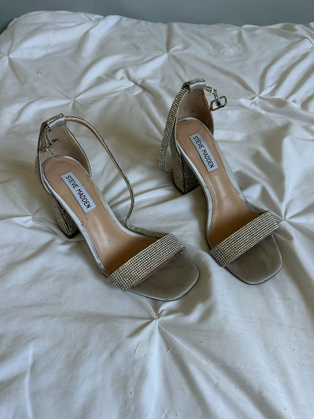 Rhinestone Block Heel Sandals