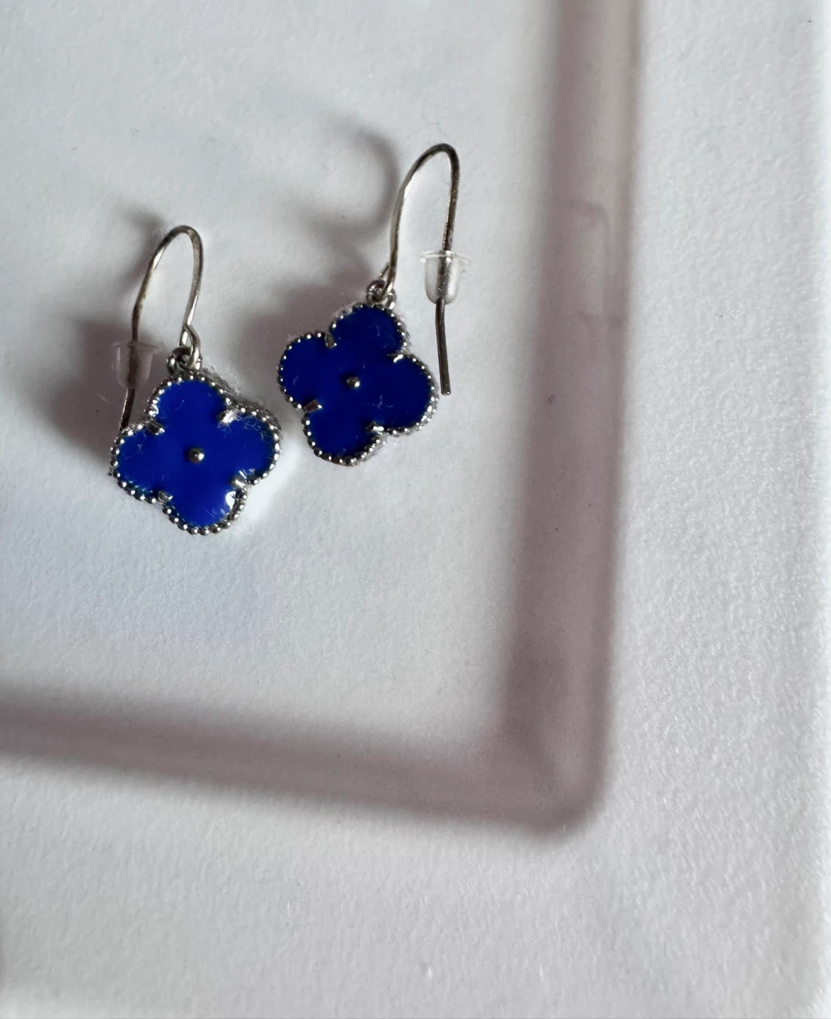 Blue Clover Dangle Earrings