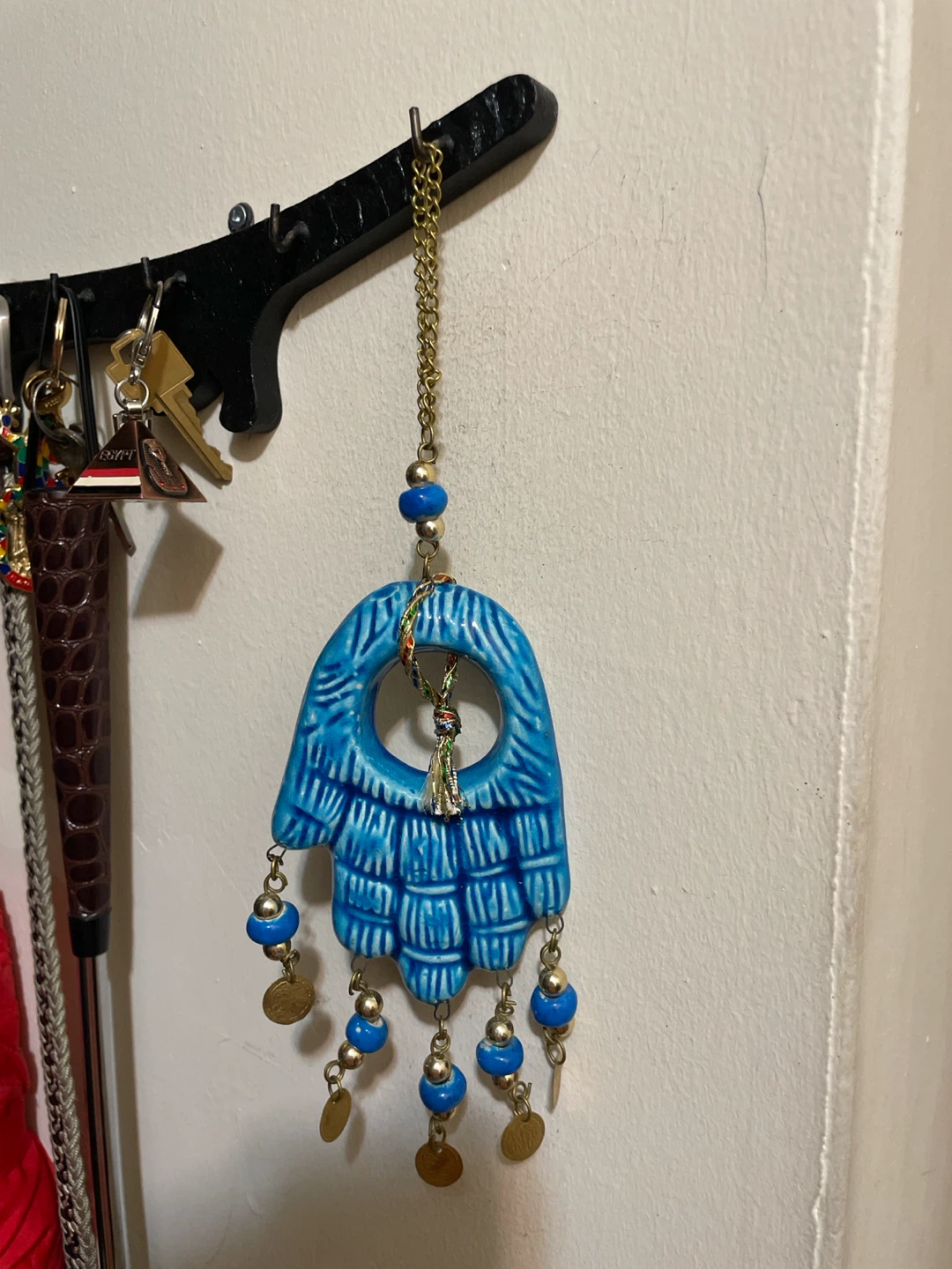 Blue Ceramic Hamsa Hand Wall Decor