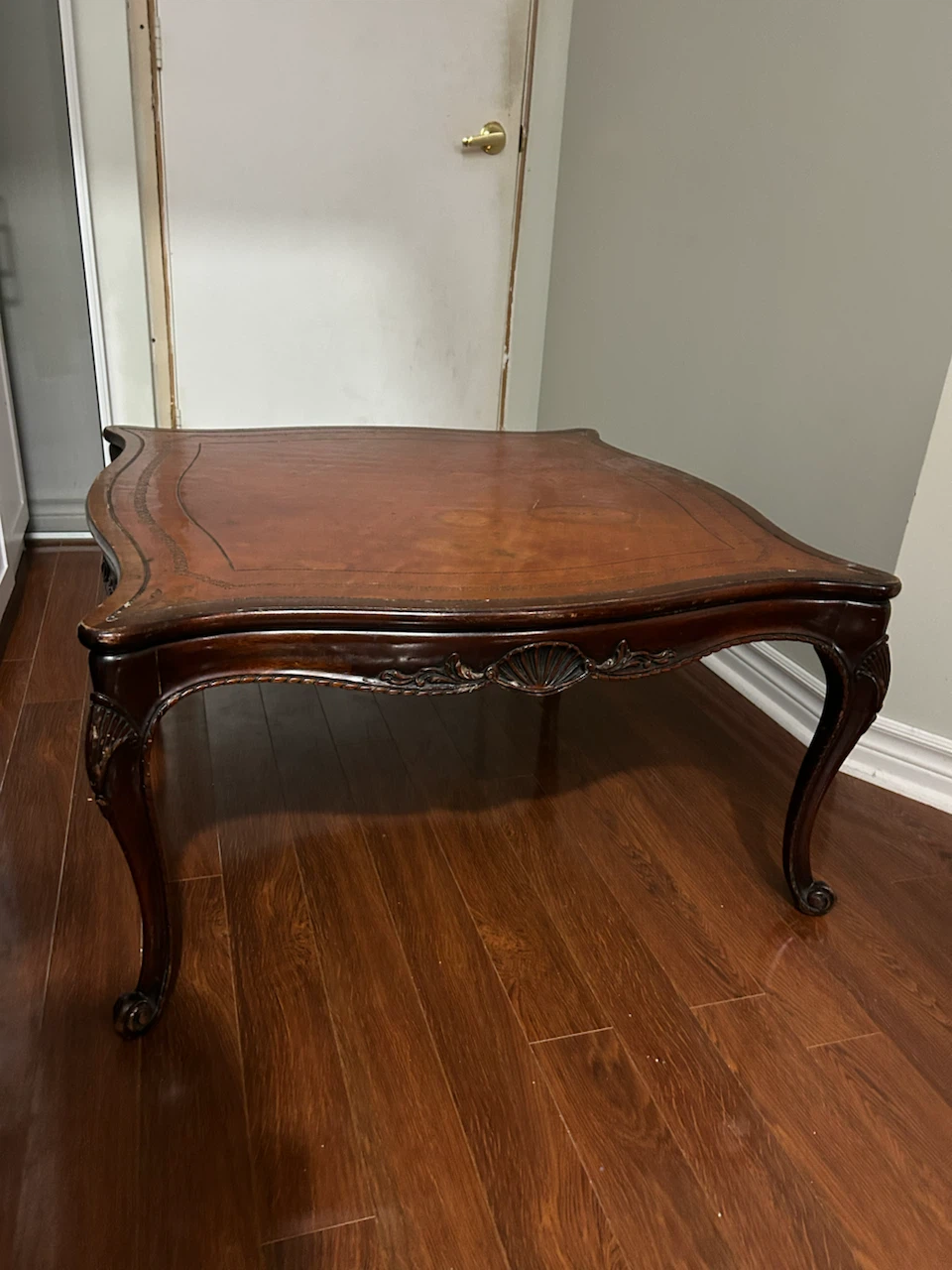 Antique Leather Top Coffee Table