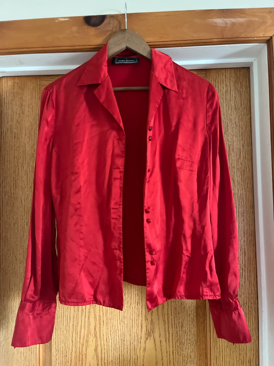 Daniel Hechter Red Silk Button-Up Blouse
