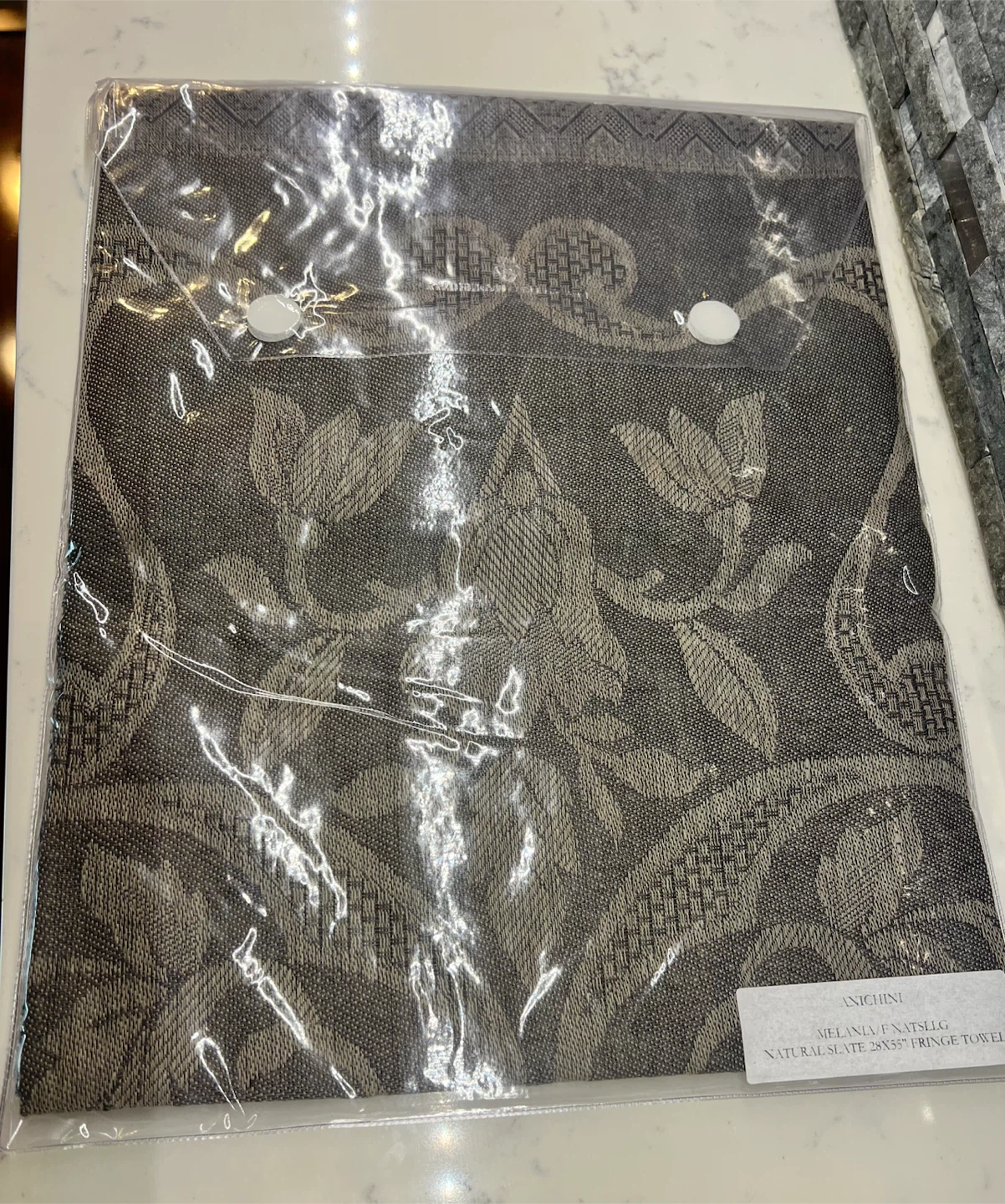 Anichini Melania Fringe Towel - Natural Slate 28x55" - photo 2