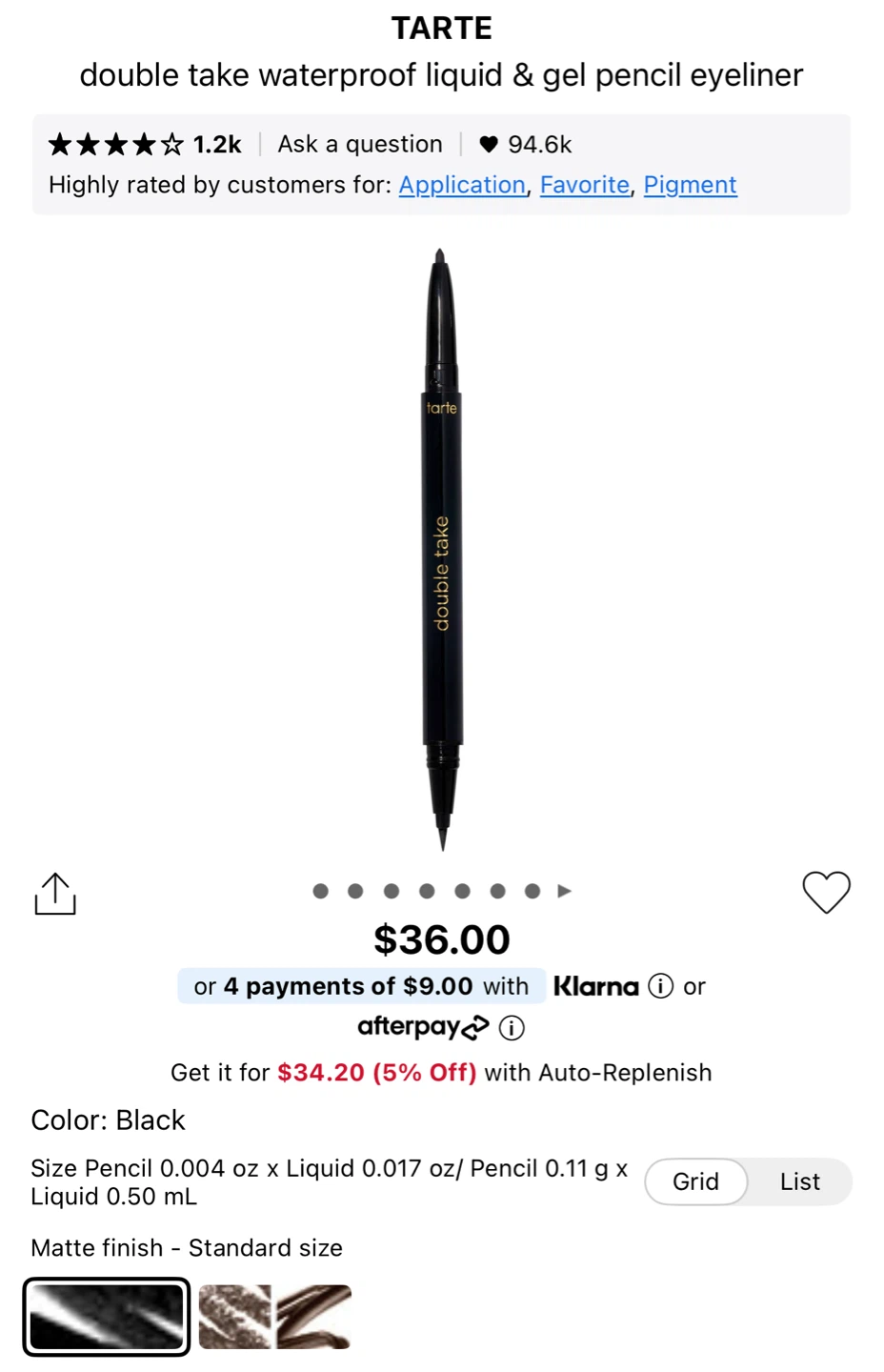 NEW Tarte Double Take Waterproof Liquid & Gel Eyeliner – Black - photo 4