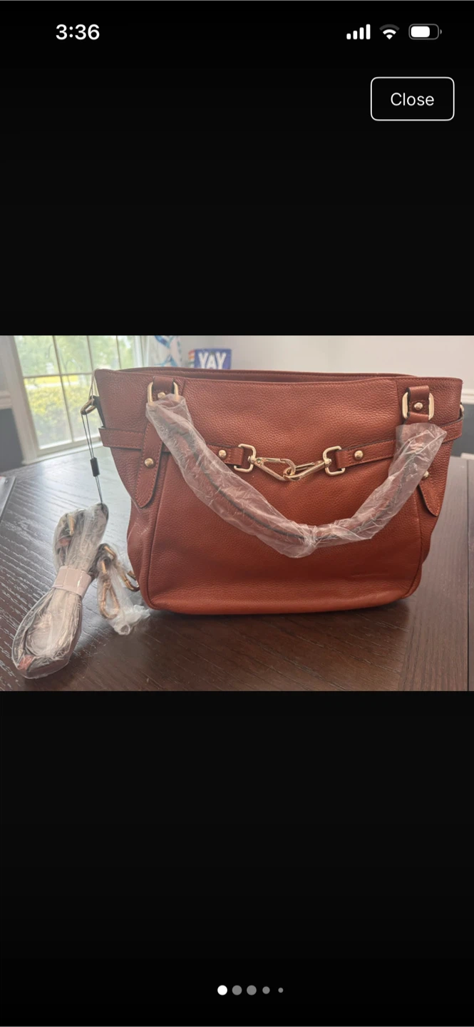 Ana Lublin Brown Leather Satchel Handbag