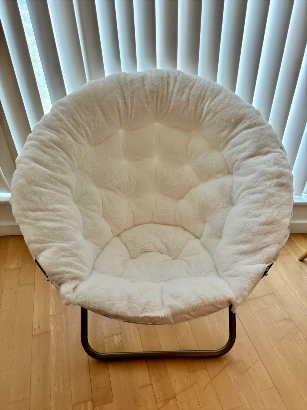 White Faux Fur Saucer Chair