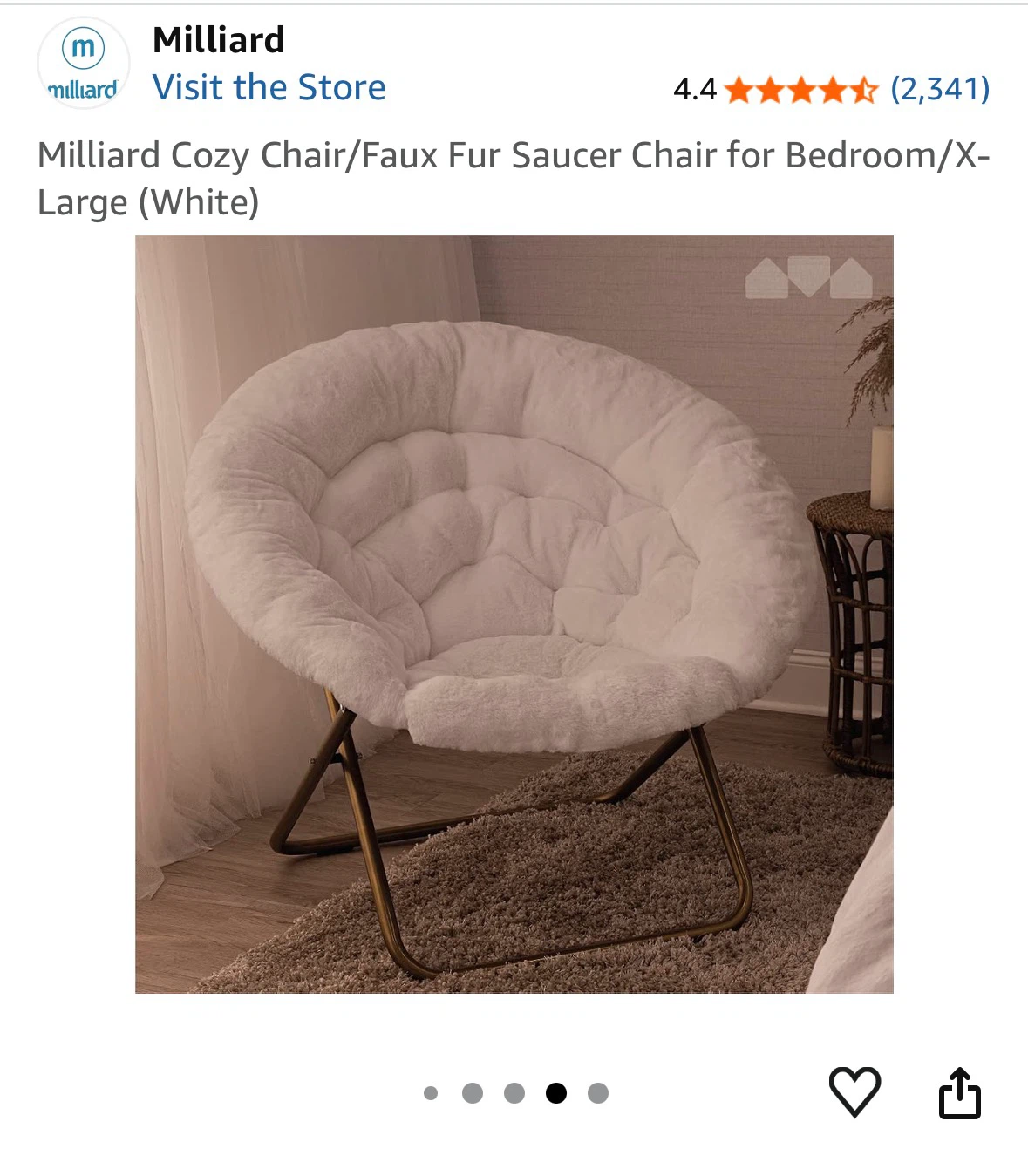 White Faux Fur Saucer Chair - photo 2
