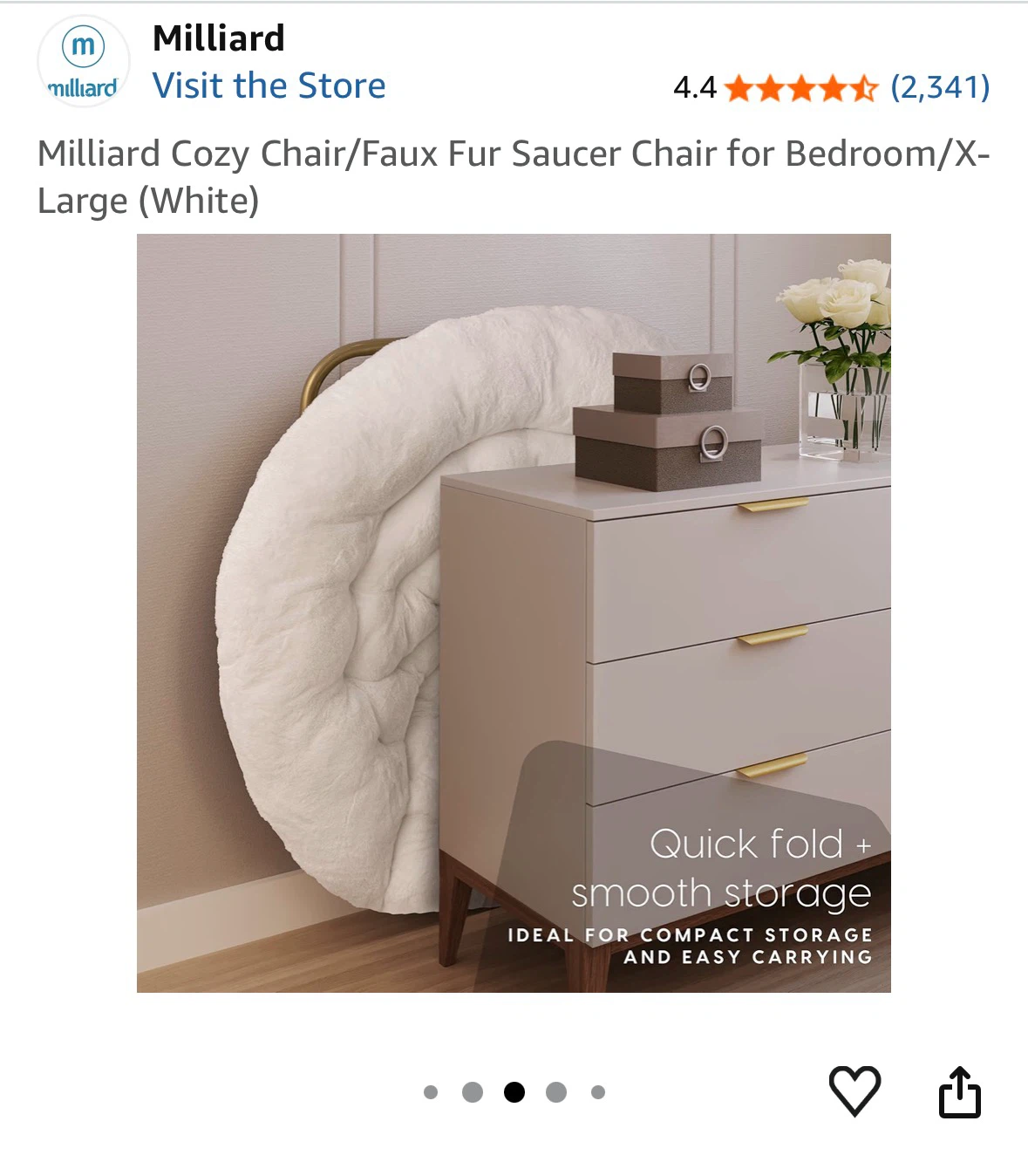 White Faux Fur Saucer Chair - photo 3