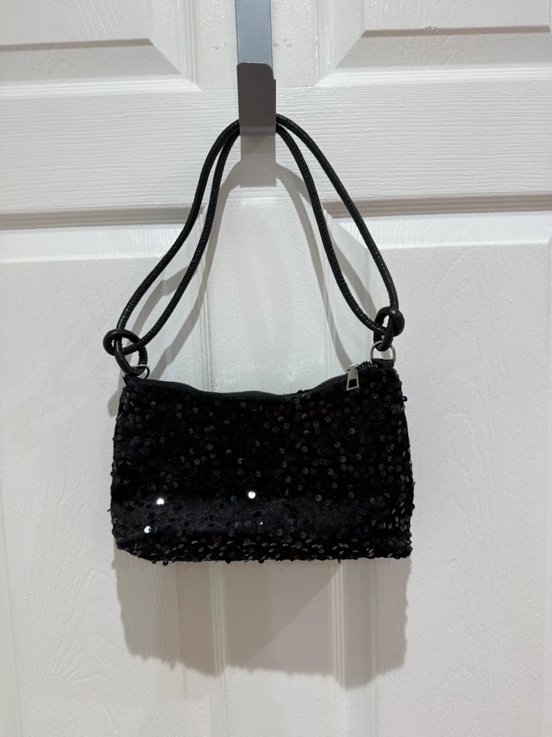 Black Sequin Shoulder Bag
