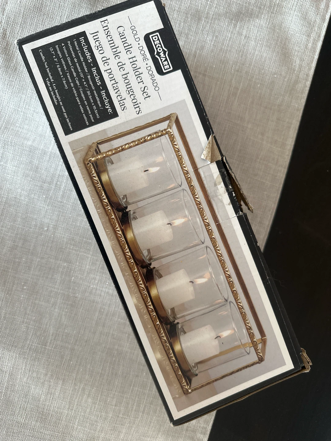 Decoware Gold Metal Candle Holder Set with 4 Votive Cups