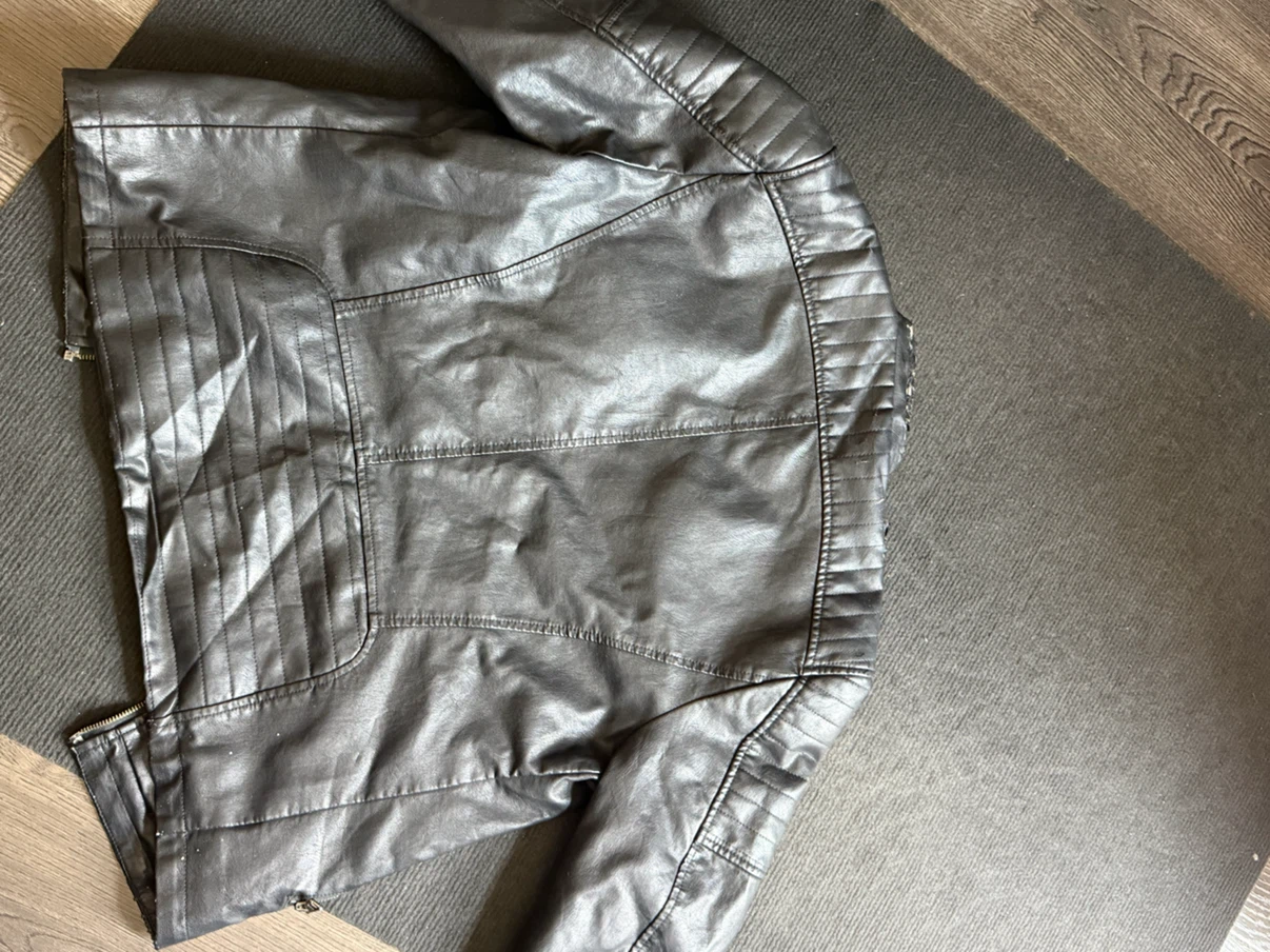 Men's Black Faux Leather Moto Jacket - photo 2