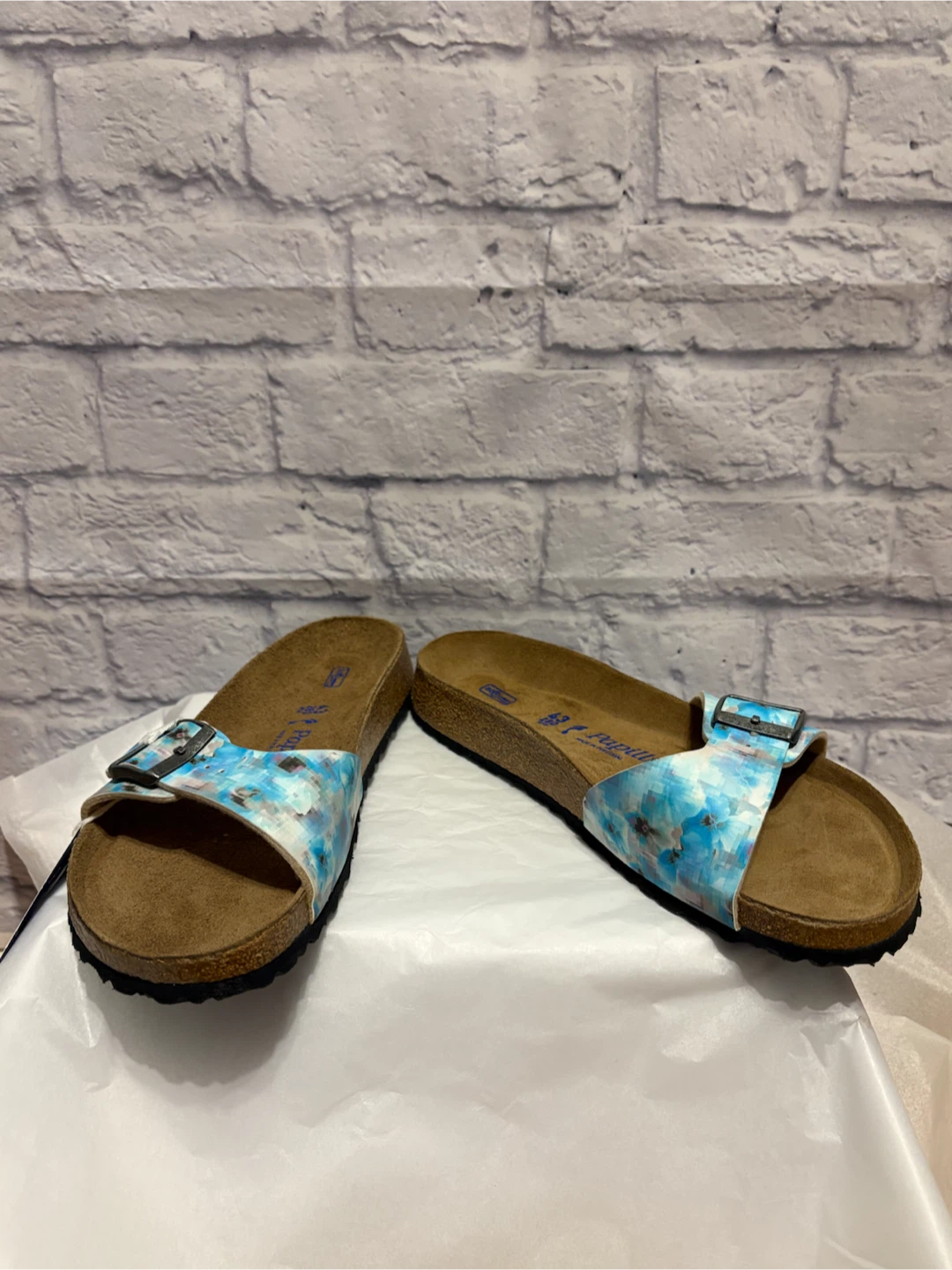 Papillio by Birkenstock Sandals Blue Floral Print Size 43 - photo 2