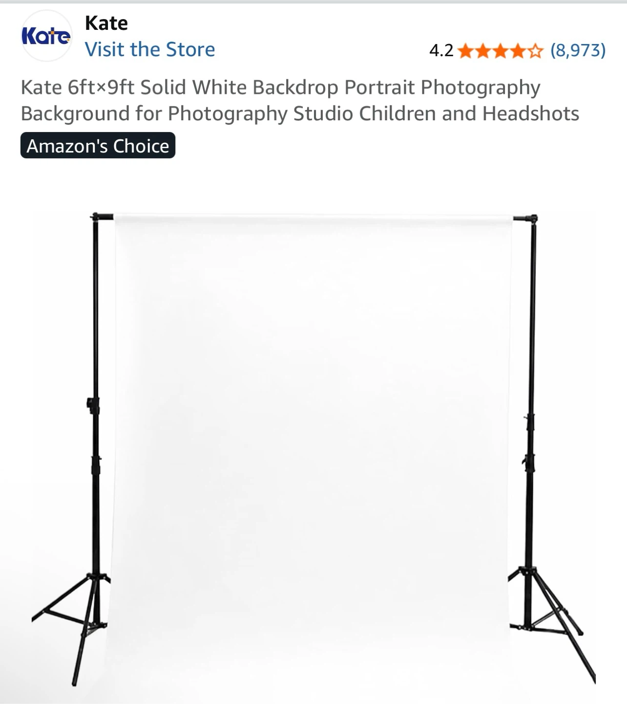 Kate Solid White Backdrop 6ftx9ft