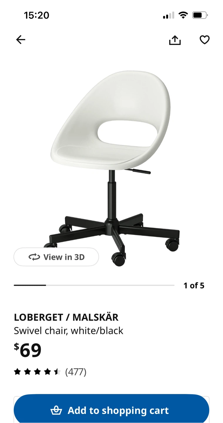 IKEA Cream White Malskär Swivel Chair - photo 3