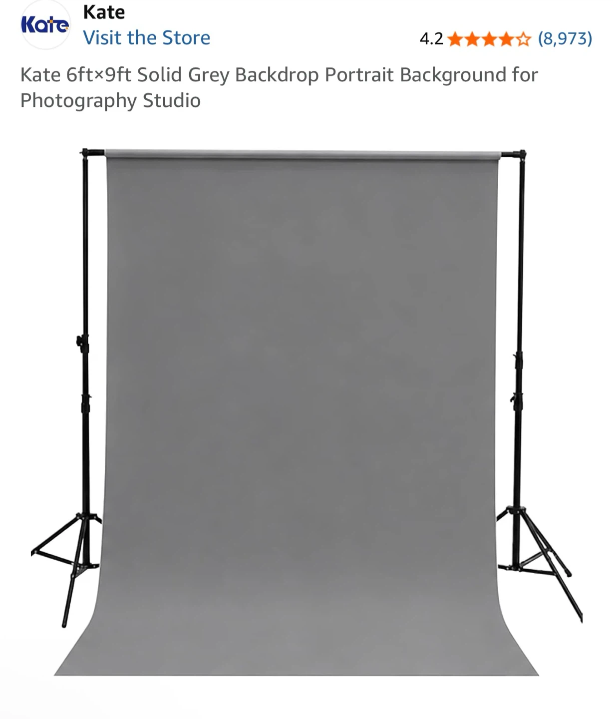 Kate 6ftx9ft Solid Grey Backdrop Portrait Background